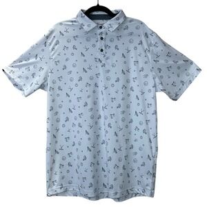 Swannies Mens XL Golf Polo Shirt Novelty Print Performance Stretch Short Sleeve